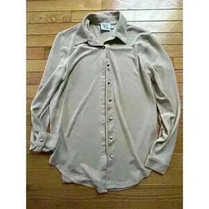 Princess Polly Women's Blouse Beige Collared Long Sleeve Size S Casual